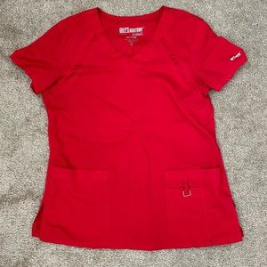 Bright Red Scrub Top